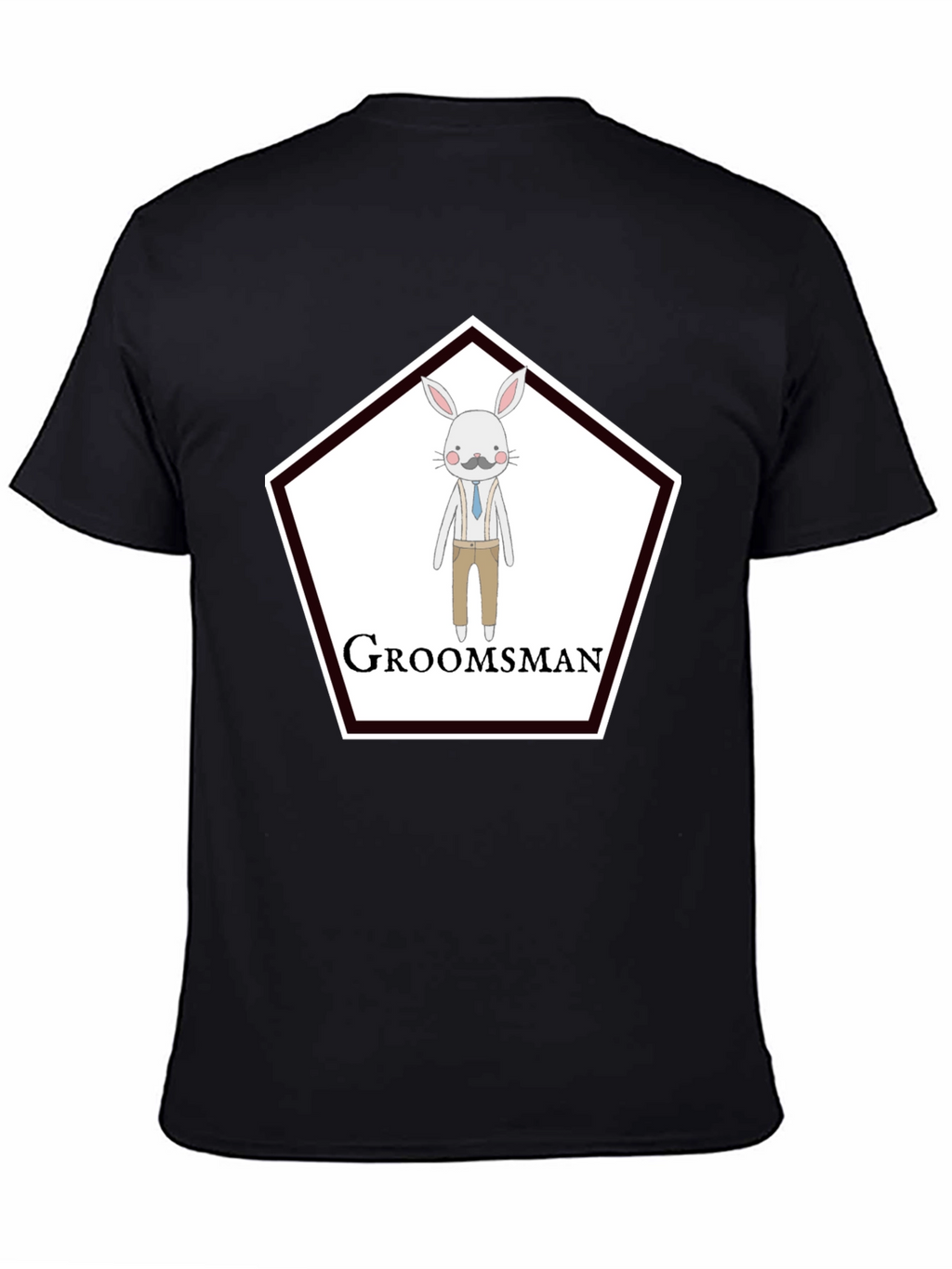 Groomsman Rabbit Graphic T-Shirt - Black Crew Neck