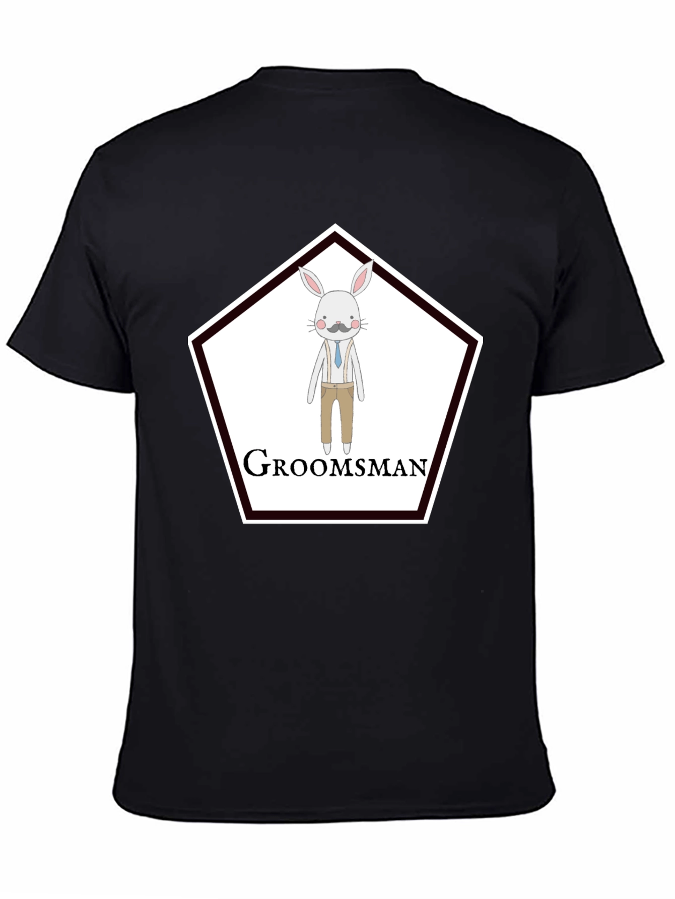 Groomsman Rabbit Graphic T-Shirt - Black Crew Neck