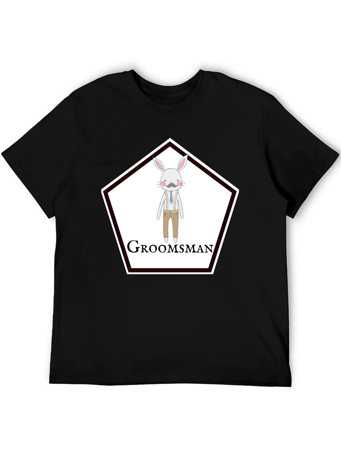 Groomsman Rabbit Graphic T-Shirt - Black Crew Neck