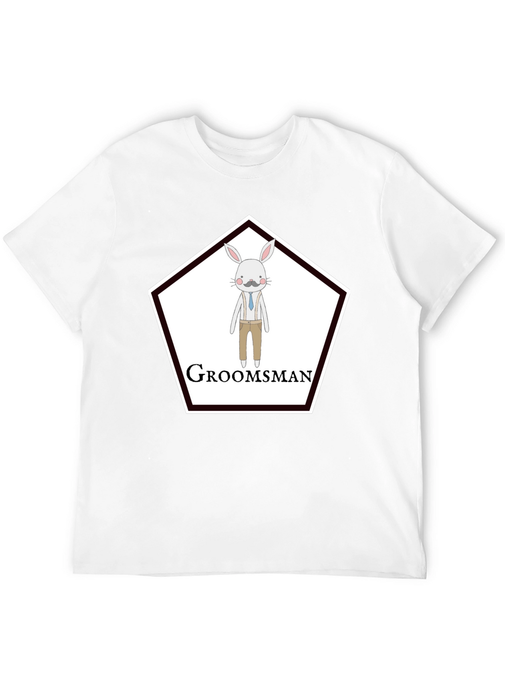 Groomsman Rabbit Graphic T-Shirt - Black Crew Neck