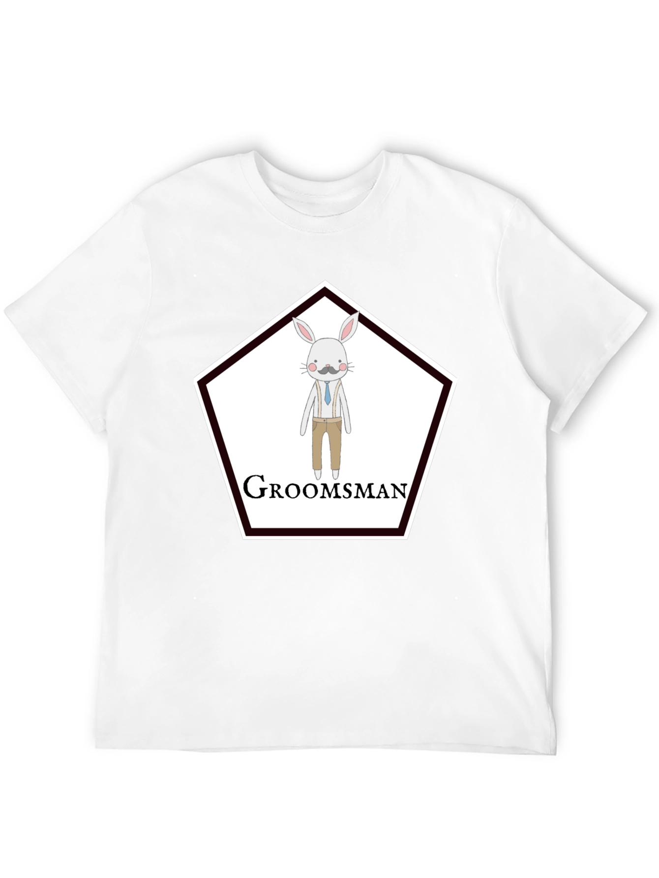 Groomsman Rabbit Graphic T-Shirt - Black Crew Neck