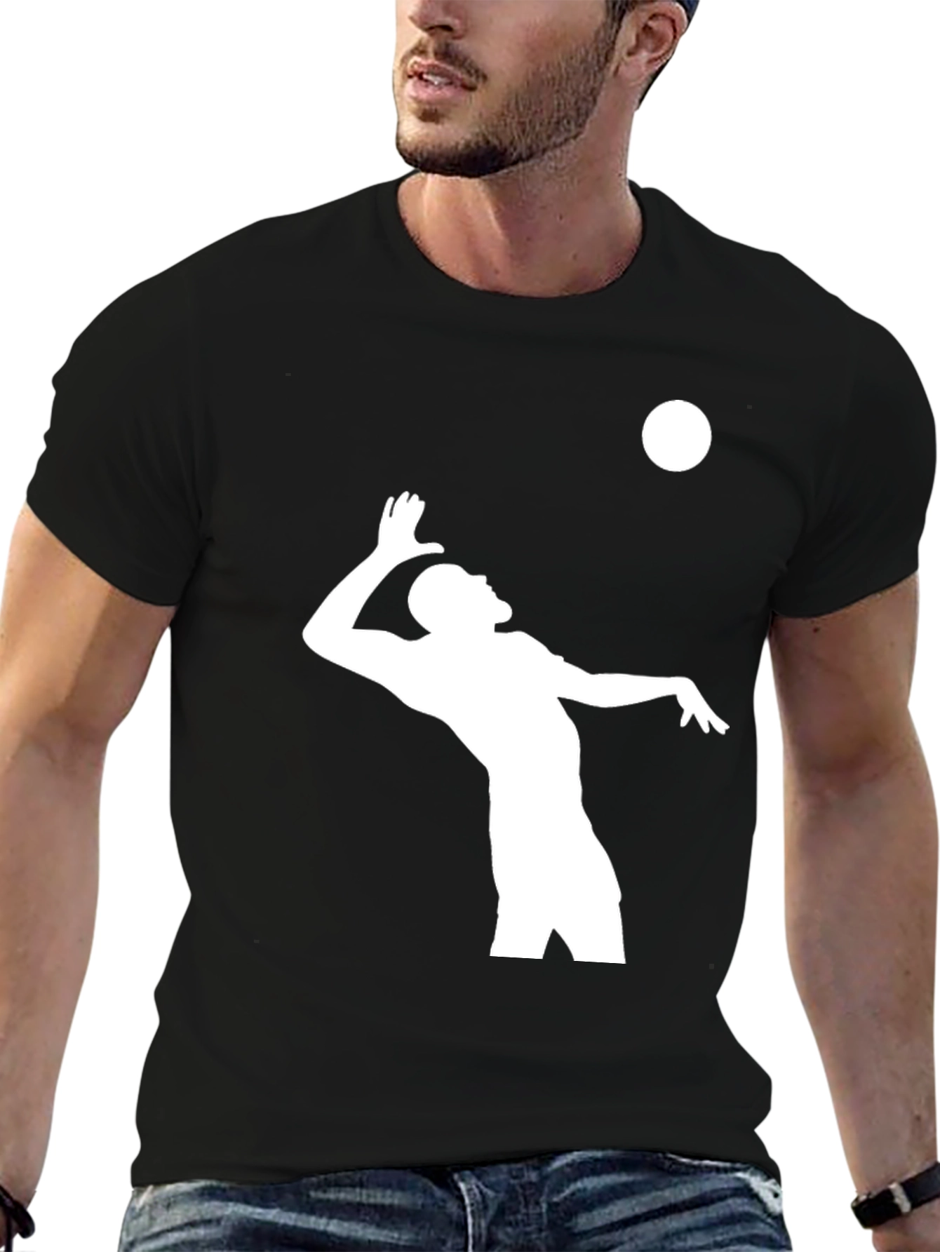 Volleyball Player Graphic T-Shirt - Black