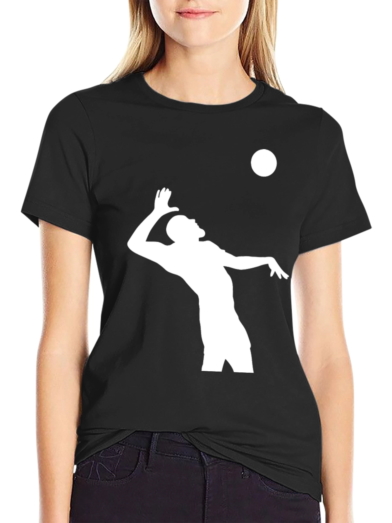 Volleyball Player Graphic T-Shirt - Black