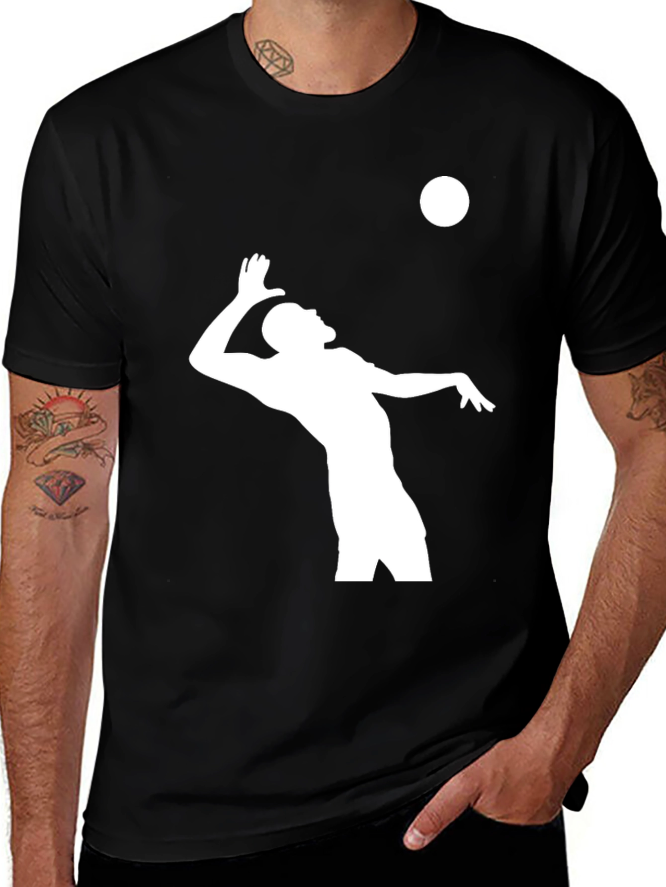 Volleyball Player Graphic T-Shirt - Black