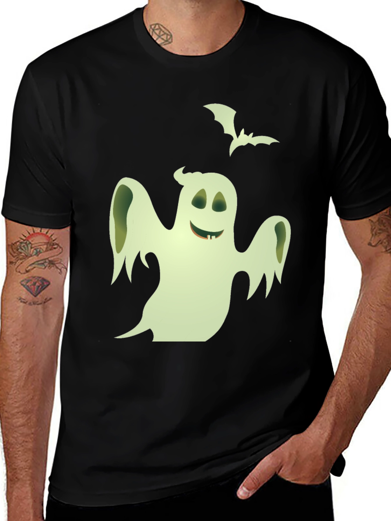 Spooky Ghost Graphic T-Shirt - Halloween Fun