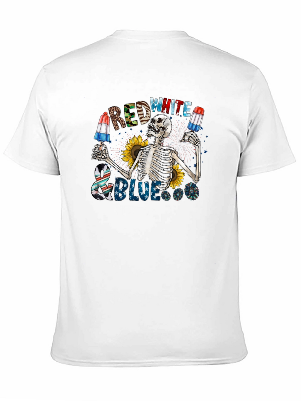 Red White & Blue Skeleton Graphic Tee
