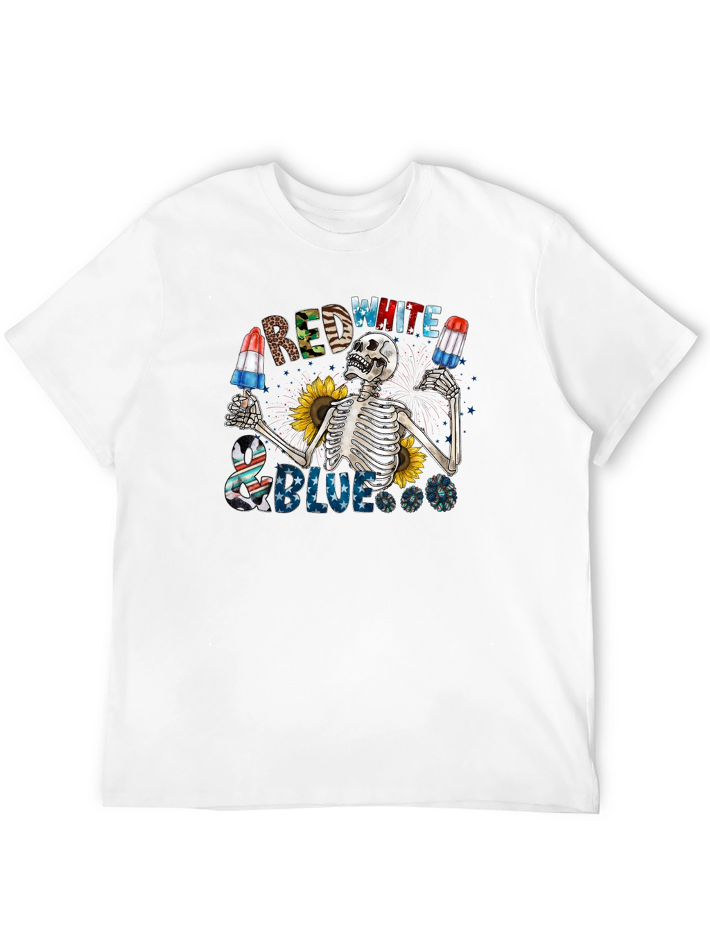 Red White & Blue Skeleton Graphic Tee