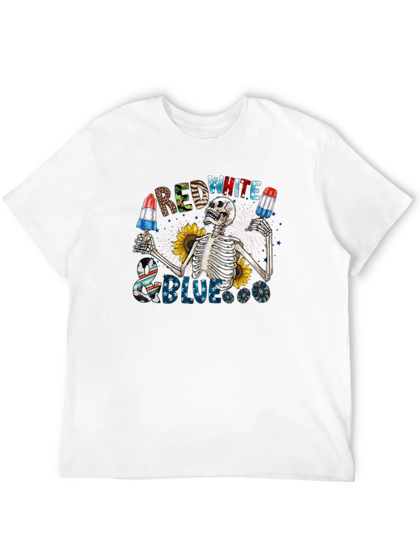 Red White & Blue Skeleton Graphic Tee