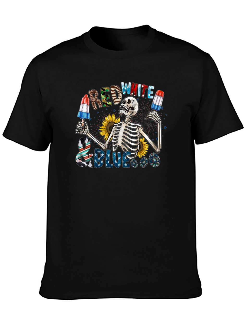 Red White & Blue Skeleton Graphic Tee