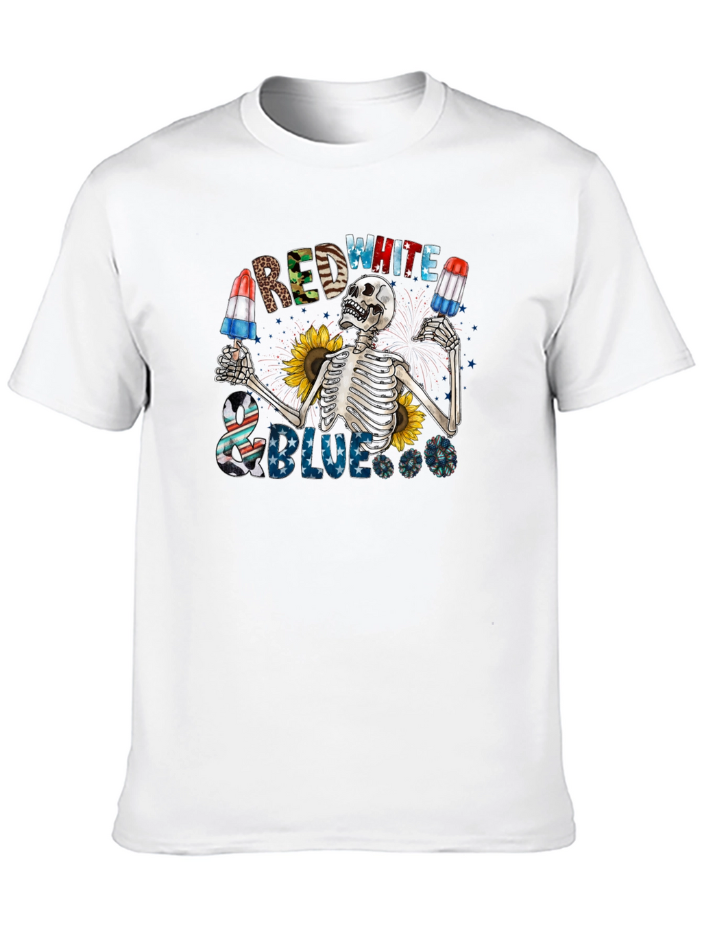 Red White & Blue Skeleton Graphic Tee