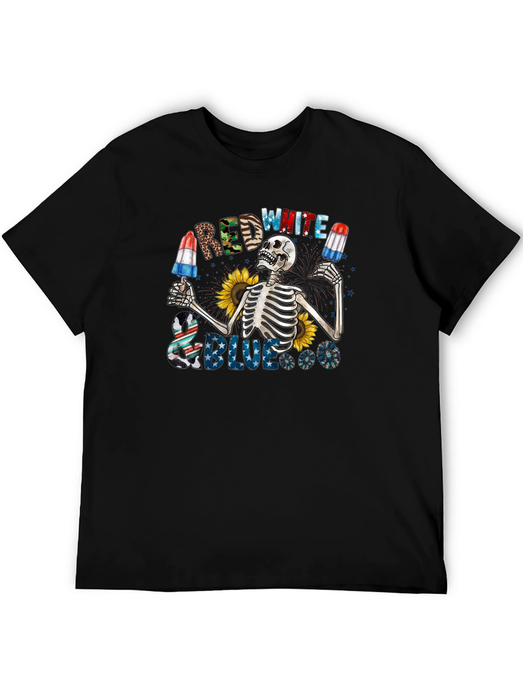 Red White & Blue Skeleton Graphic Tee
