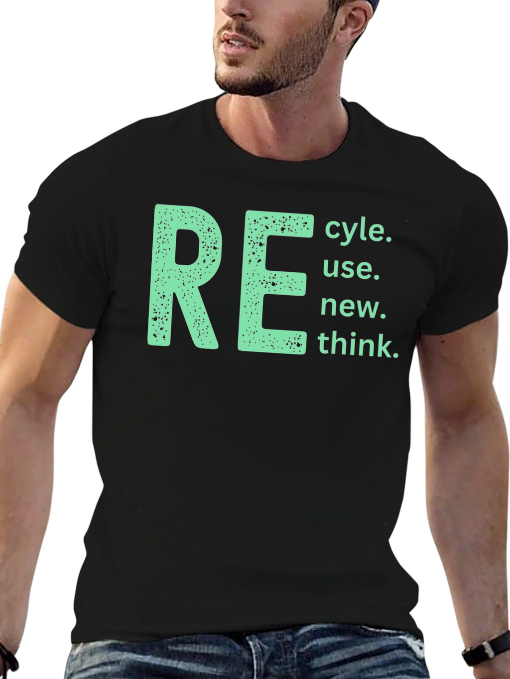 Eco-Friendly RE T-Shirt - Recycle Reuse Renew Think