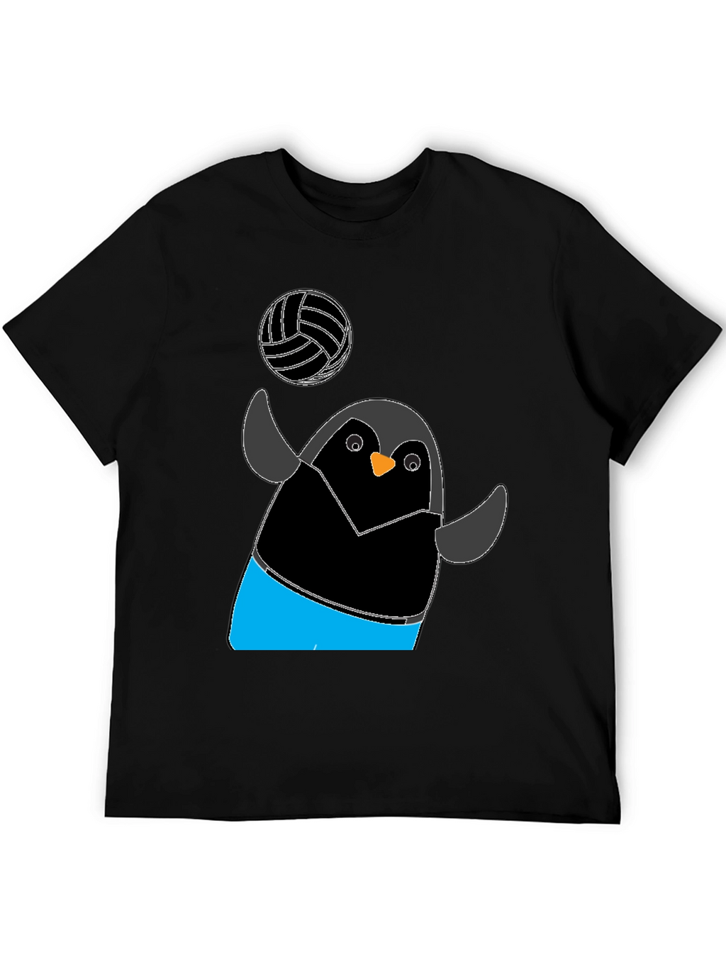 Penguin Volleyball T-Shirt - Black Casual Tee
