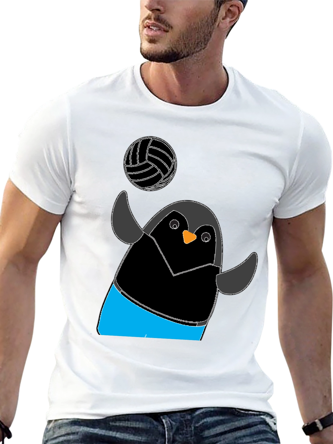Penguin Volleyball T-Shirt - Black Casual Tee