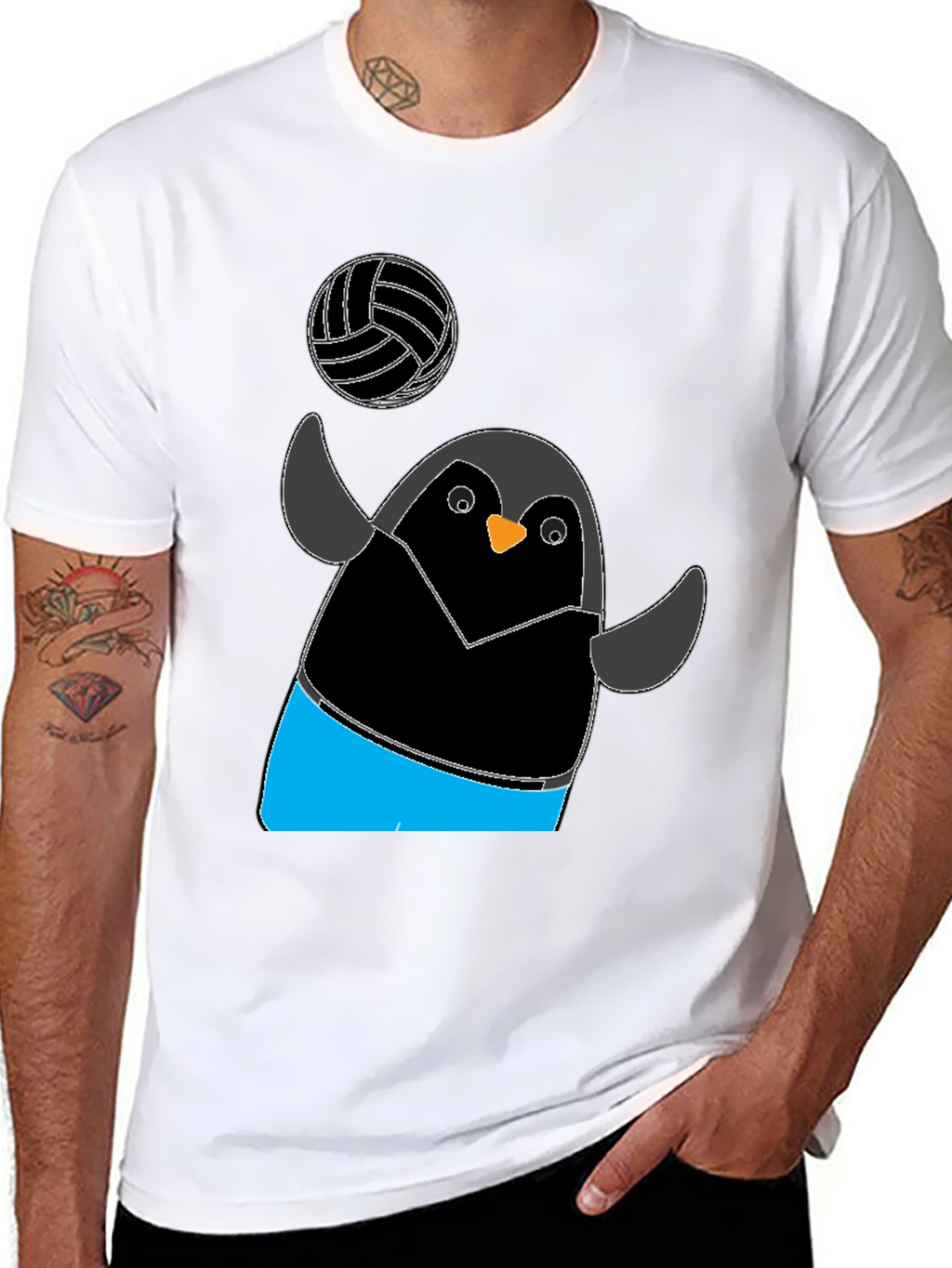 Penguin Volleyball T-Shirt - Black Casual Tee