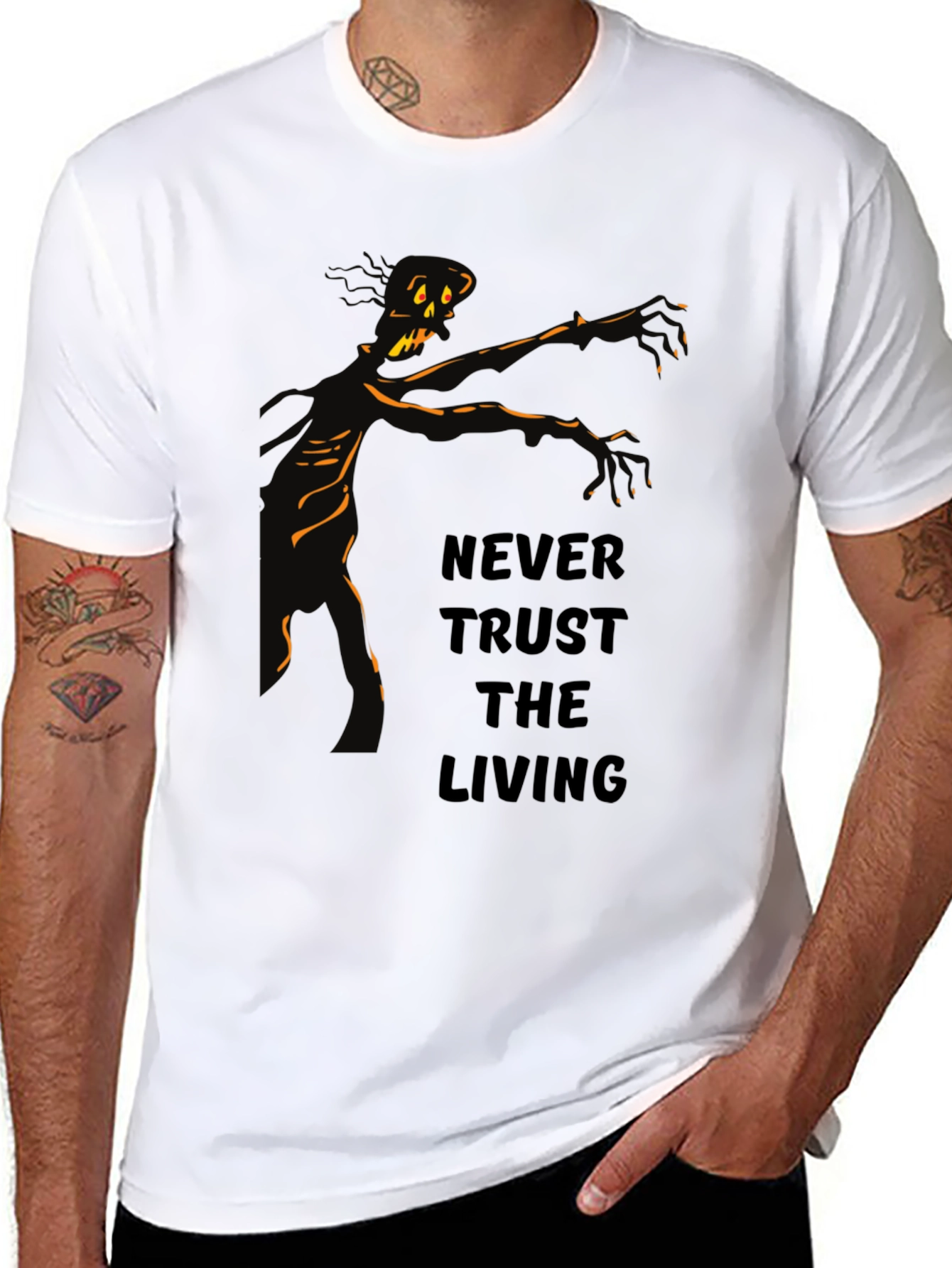 Never Trust the Living Zombie Graphic T-Shirt