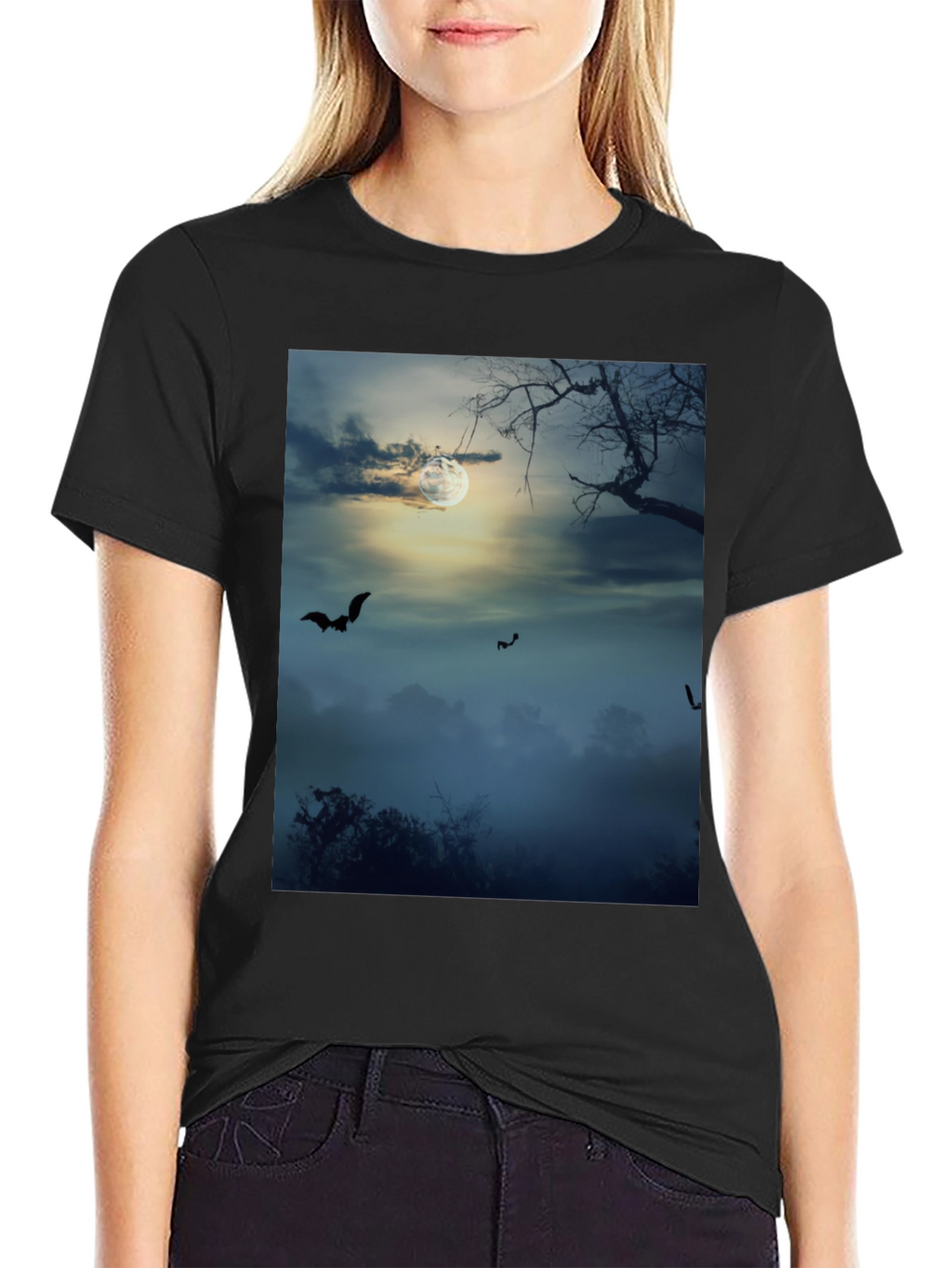 Spooky Night Bats Graphic Tee