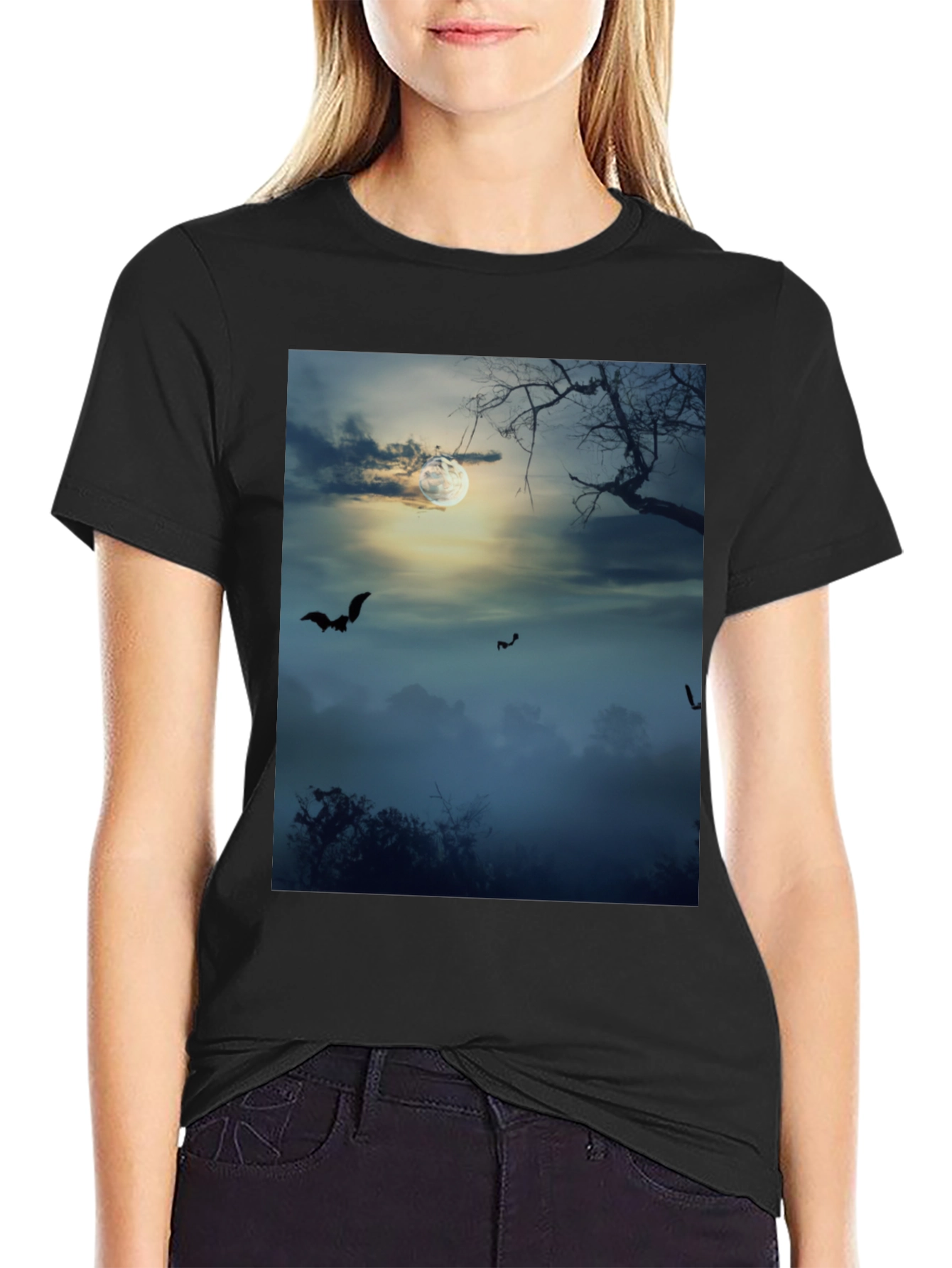 Spooky Night Bats Graphic Tee