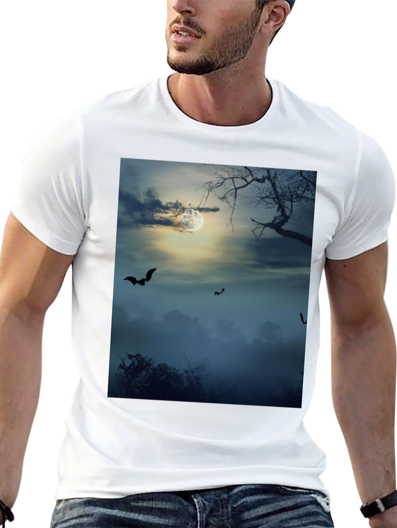 Spooky Night Bats Graphic Tee