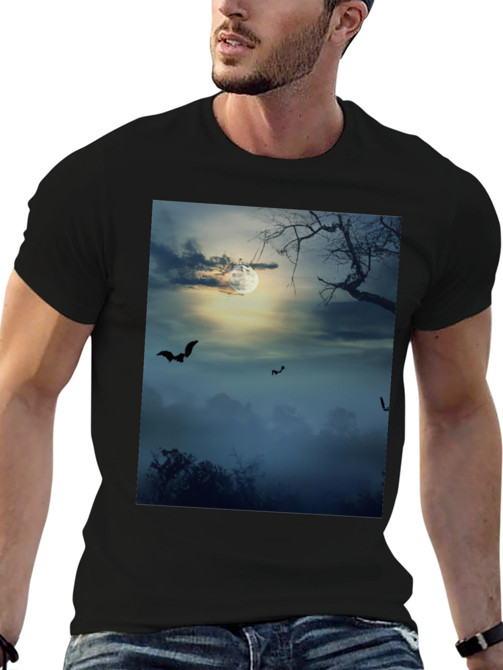 Spooky Night Bats Graphic Tee