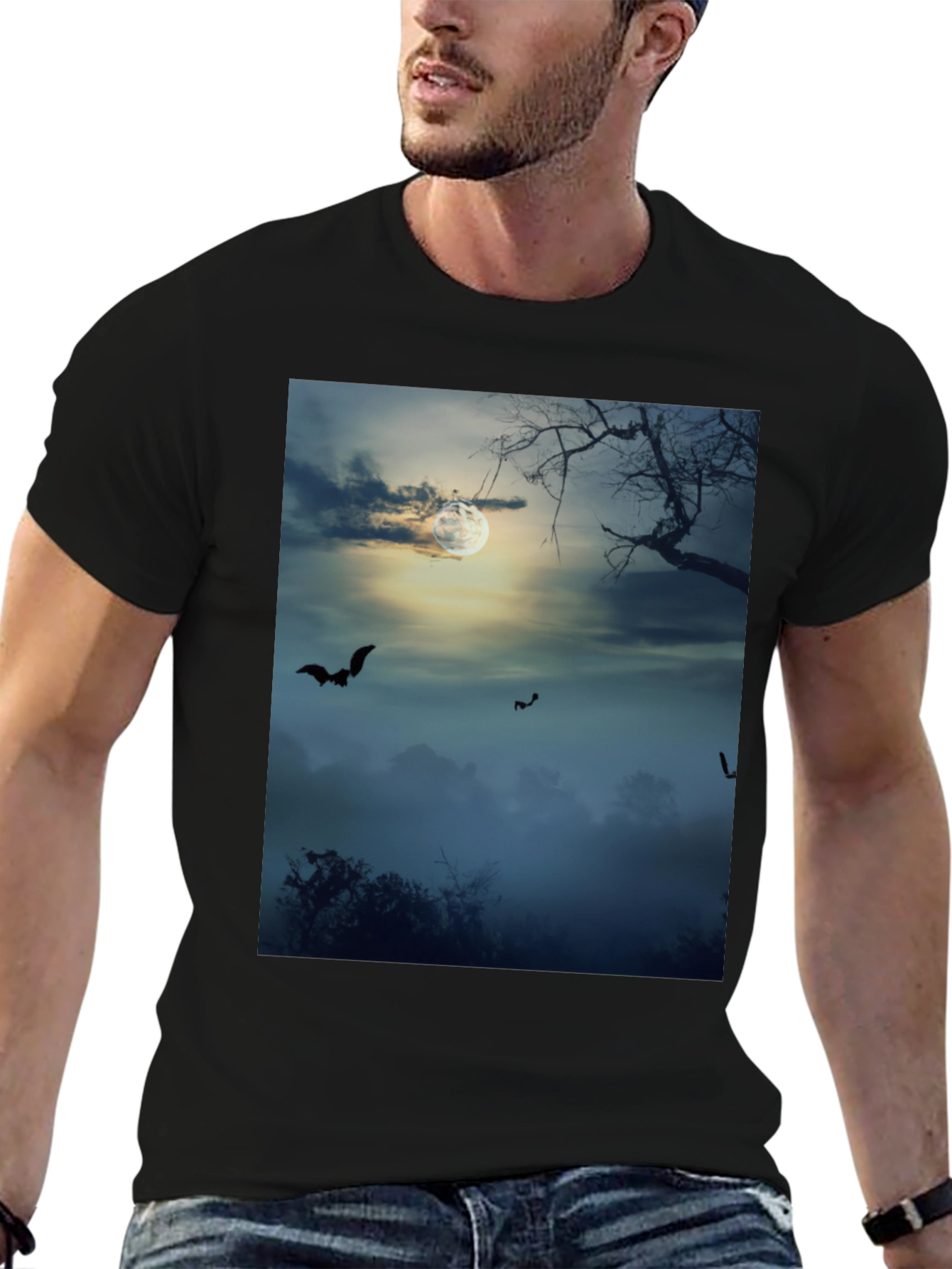 Spooky Night Bats Graphic Tee