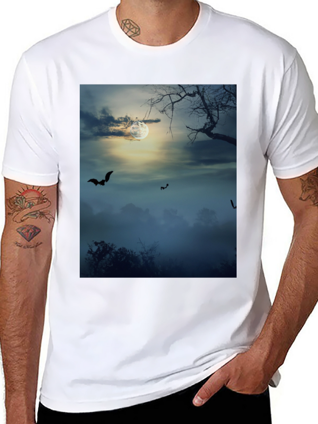 Spooky Night Bats Graphic Tee