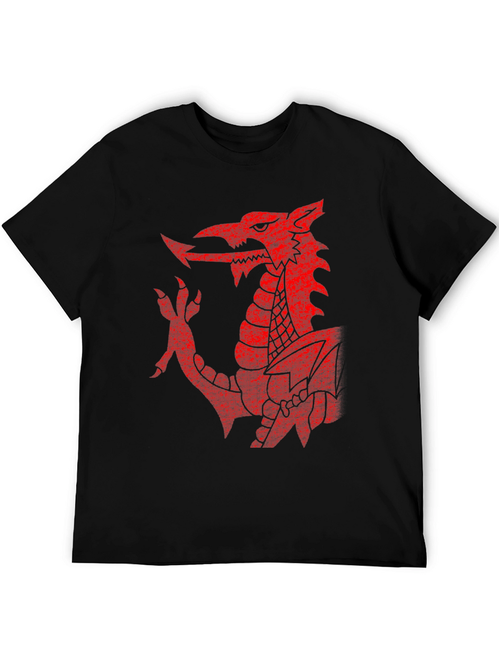 Welsh Dragon T-Shirt - Red Emblem on Black
