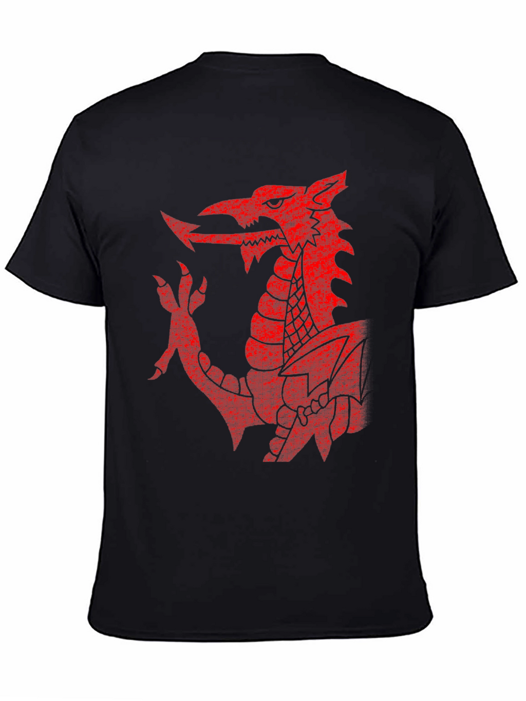 Welsh Dragon T-Shirt - Red Emblem on Black