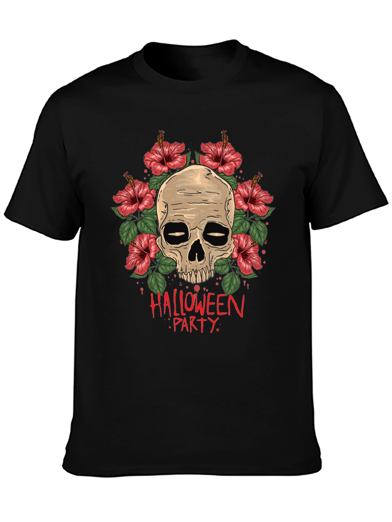 Skull & Floral Halloween Party T-Shirt