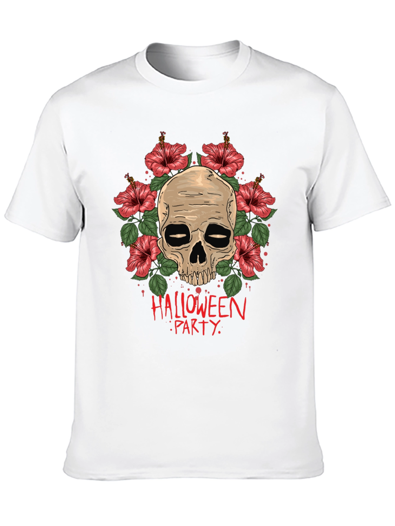 Skull & Floral Halloween Party T-Shirt