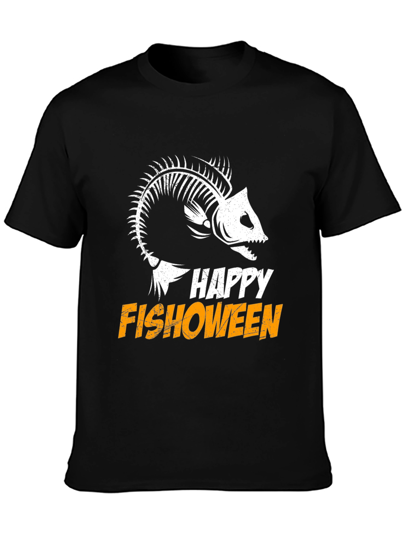Happy Fishoween T-Shirt Halloween Skeleton Fish Tee