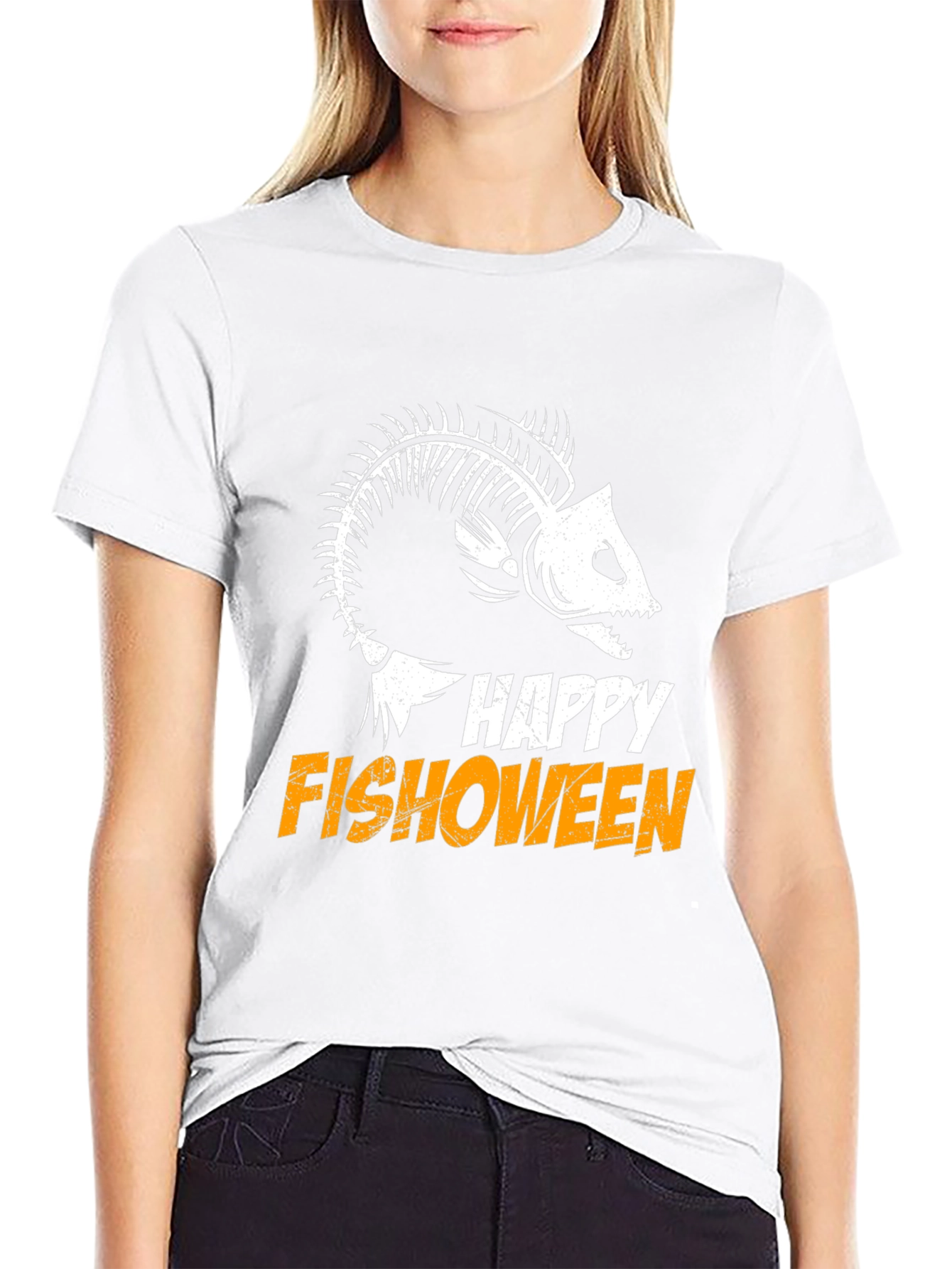 Happy Fishoween T-Shirt Halloween Skeleton Fish Tee