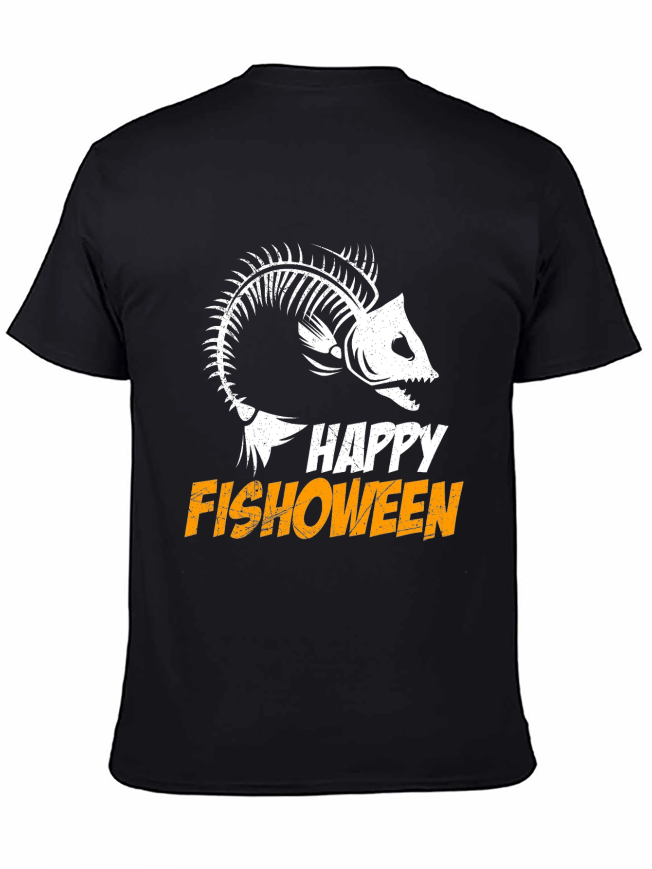 Happy Fishoween T-Shirt Halloween Skeleton Fish Tee