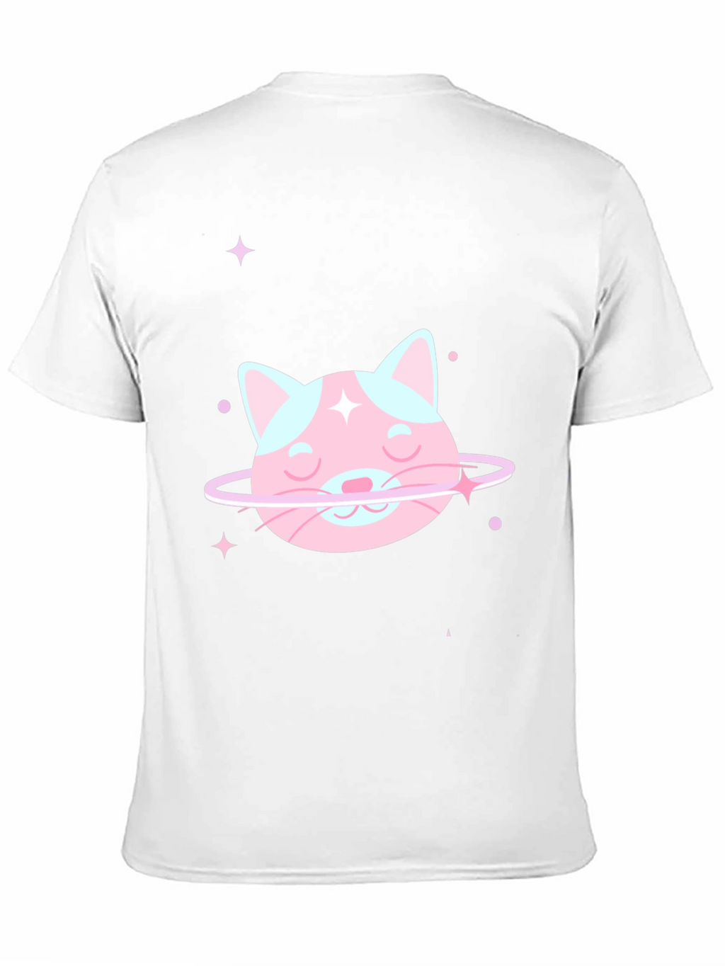 Cute Cat Planet Graphic Tee - Black Cotton T-Shirt