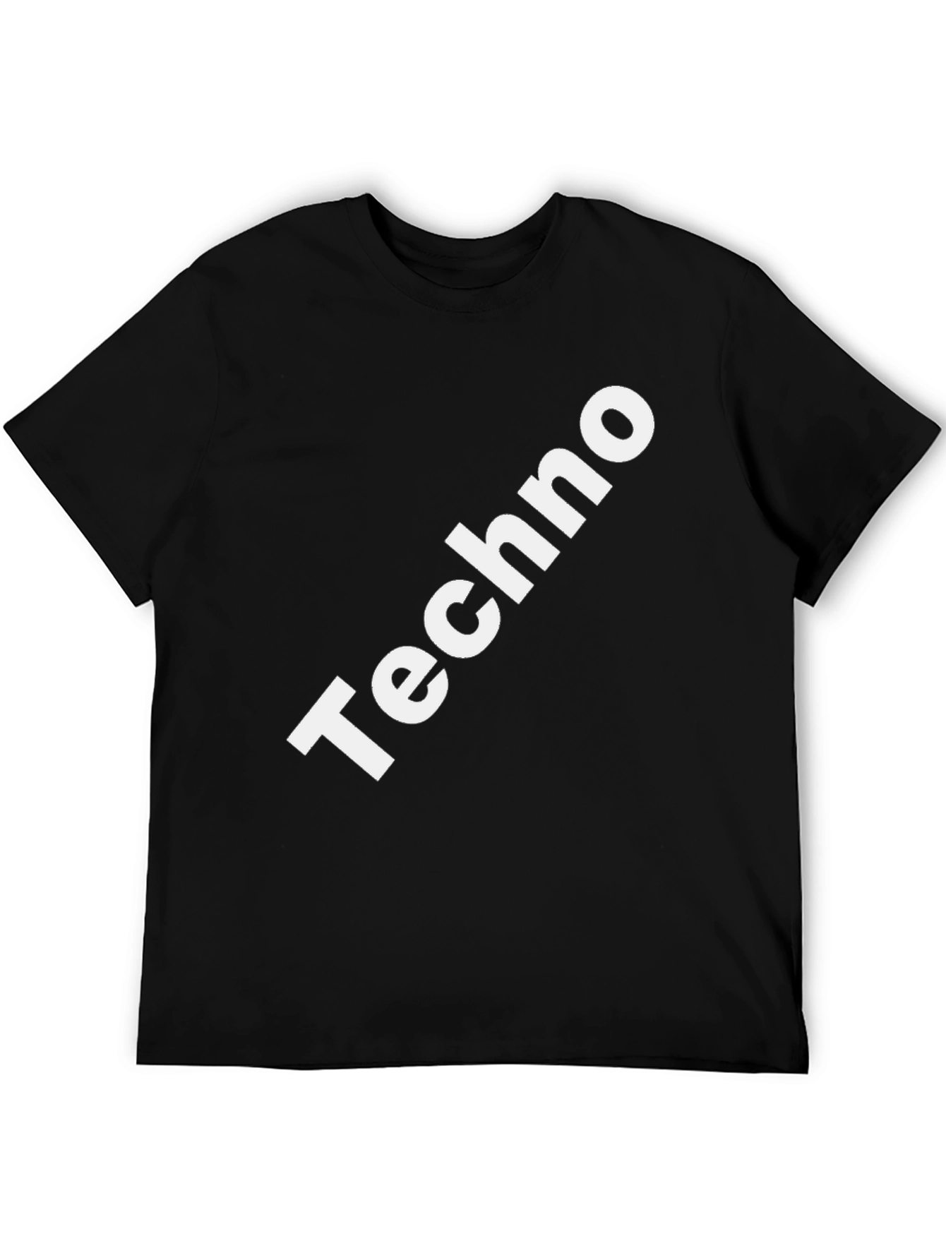 Techno Print Black Cotton T-Shirt - Stylish & Comfortable