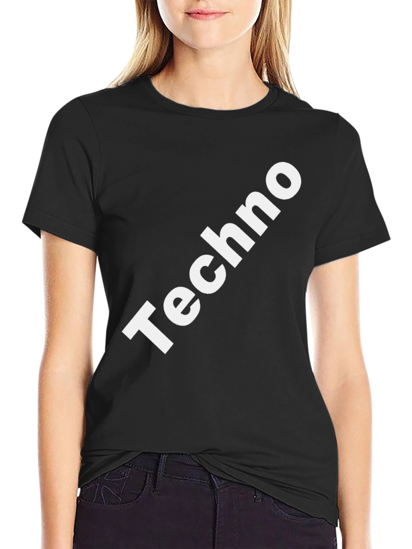 Techno Print Black Cotton T-Shirt - Stylish & Comfortable