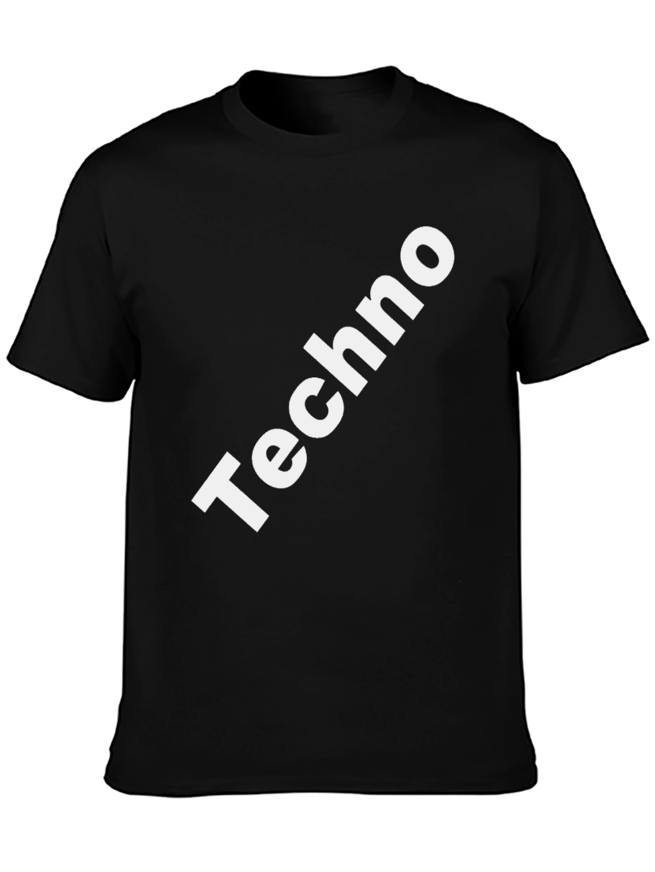 Techno Print Black Cotton T-Shirt - Stylish & Comfortable