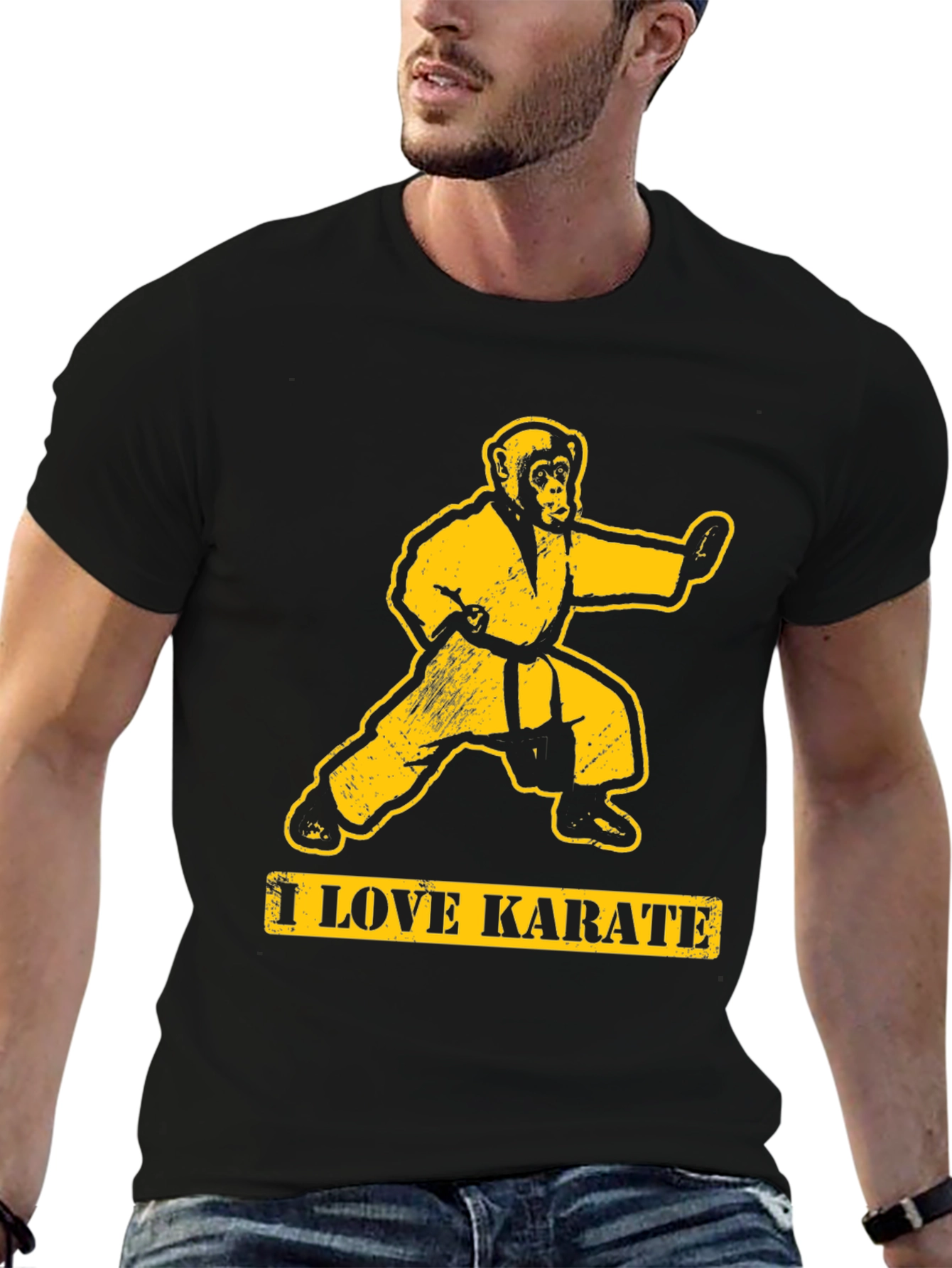 I Love Karate Monkey Graphic T-Shirt