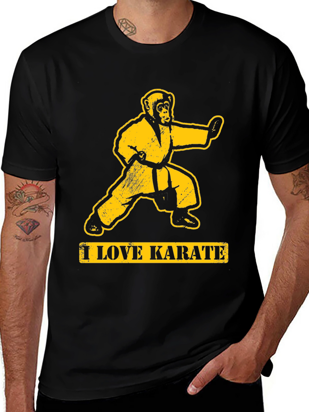 I Love Karate Monkey Graphic T-Shirt