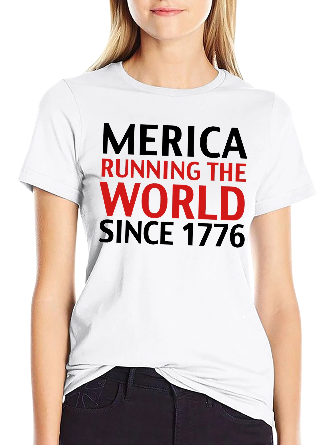 Merica Running The World Since 1776 Patriotic Graphic Tee