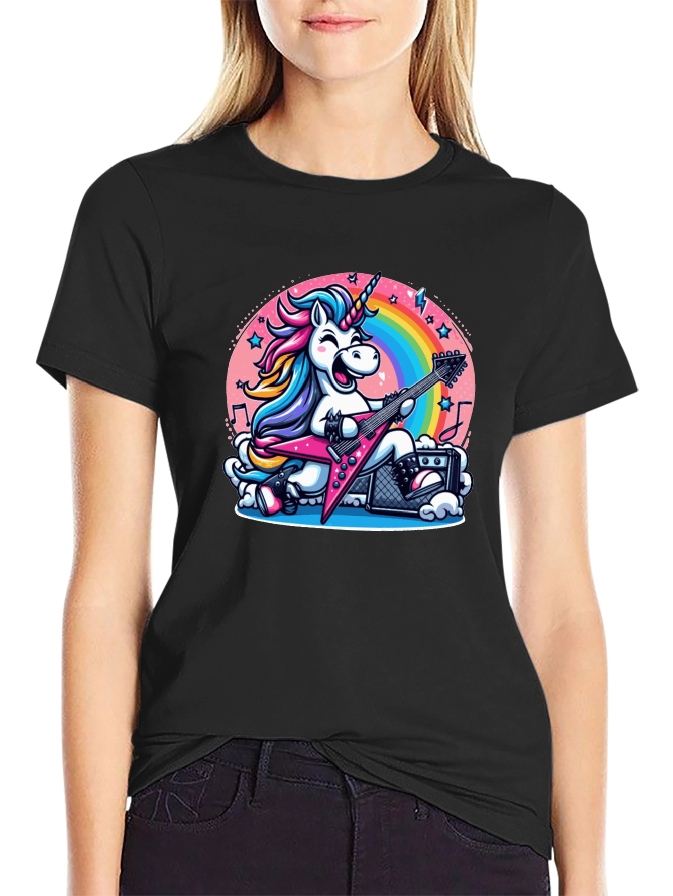 Unicorn Guitarist Graphic T-Shirt - Rock Star Style