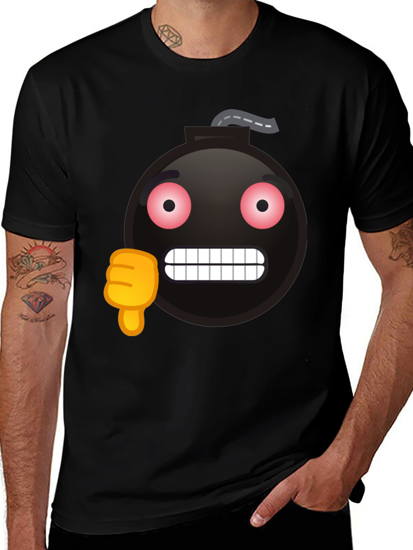 Bomb Emoji Thumbs Down Graphic T-Shirt