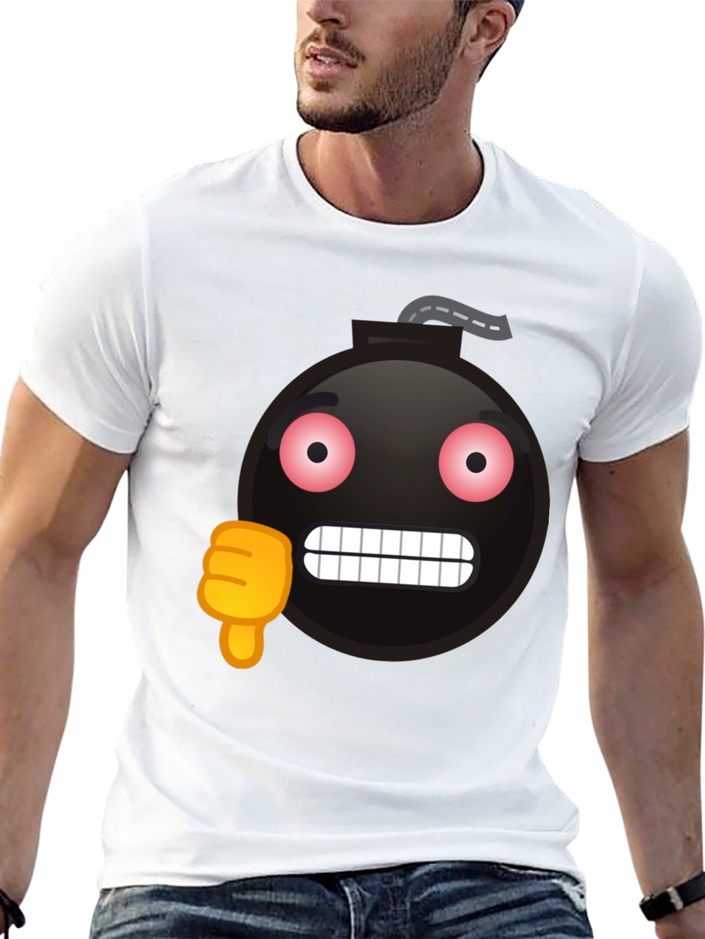 Bomb Emoji Thumbs Down Graphic T-Shirt