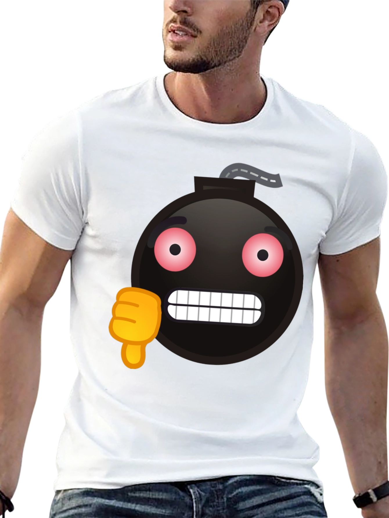 Bomb Emoji Thumbs Down Graphic T-Shirt