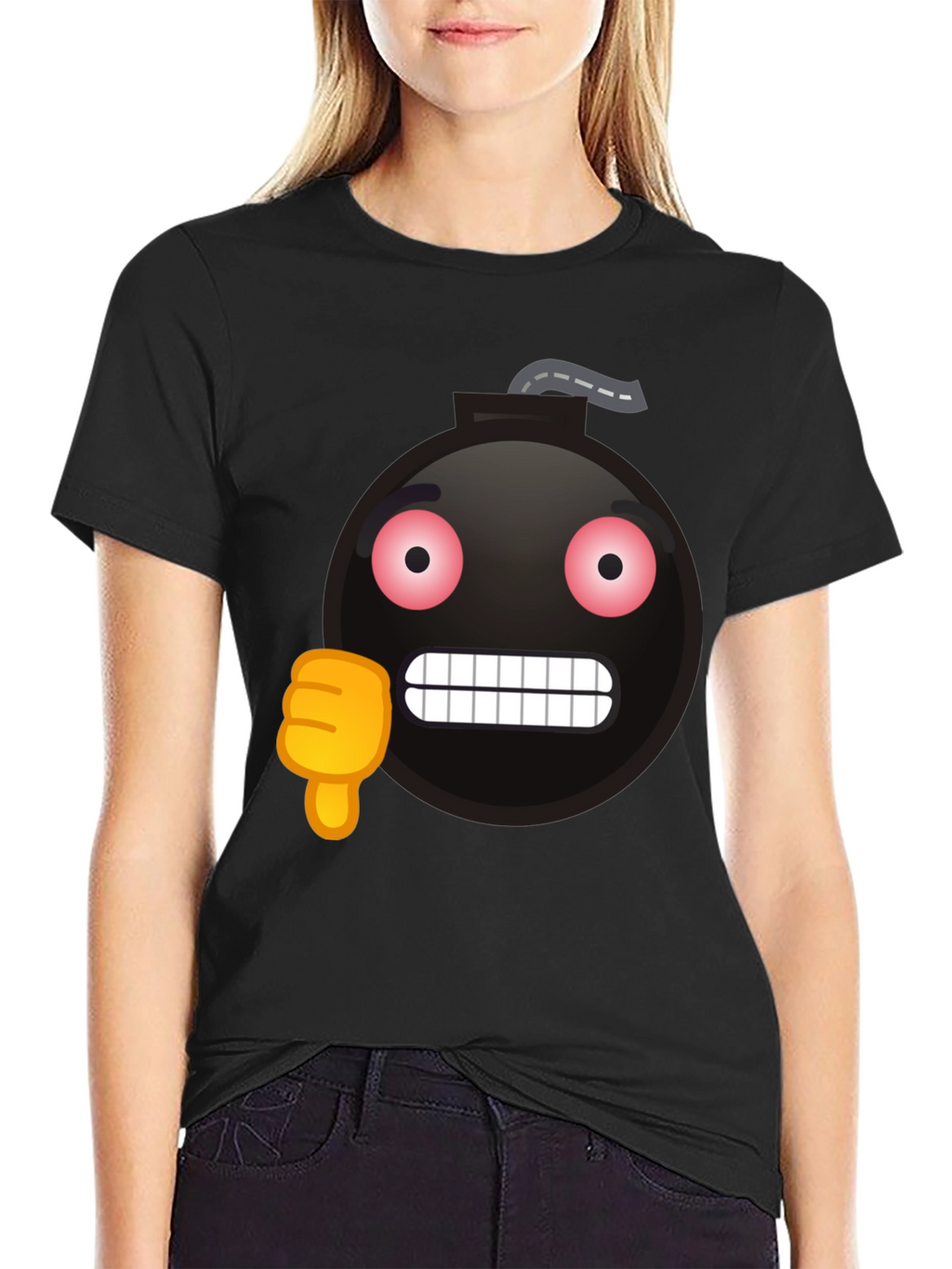Bomb Emoji Thumbs Down Graphic T-Shirt