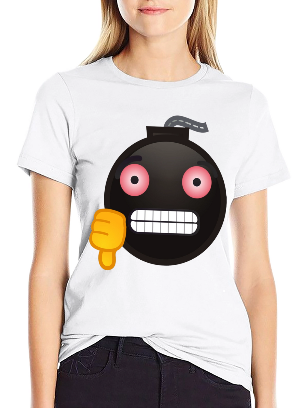 Bomb Emoji Thumbs Down Graphic T-Shirt