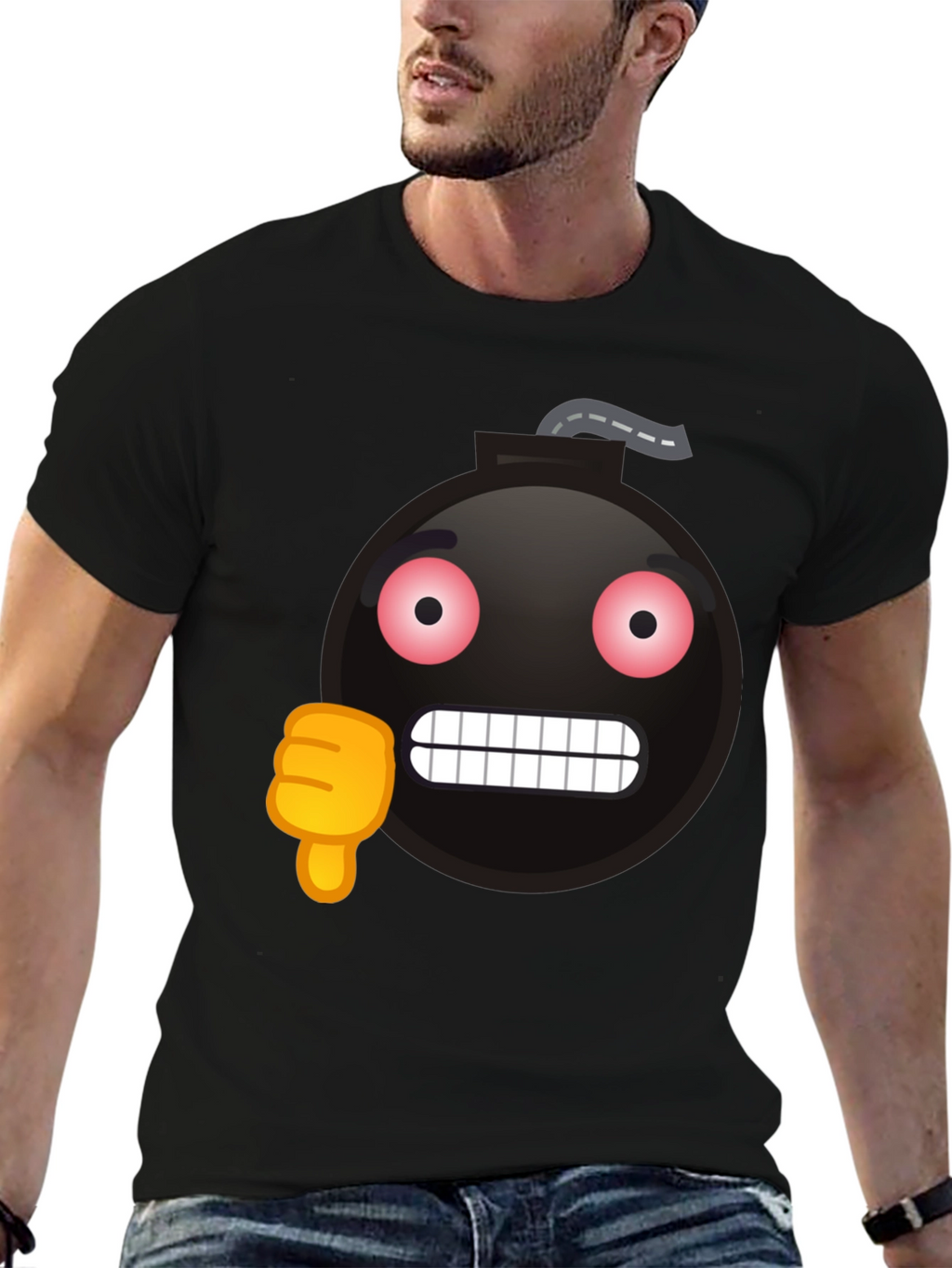 Bomb Emoji Thumbs Down Graphic T-Shirt