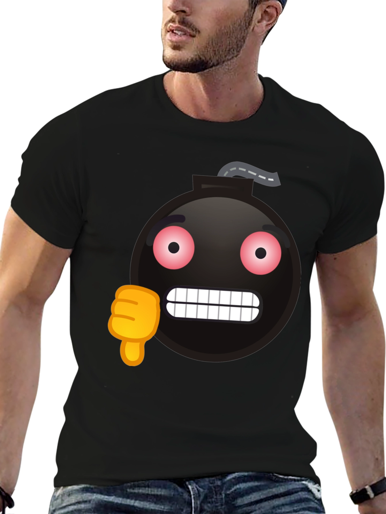 Bomb Emoji Thumbs Down Graphic T-Shirt