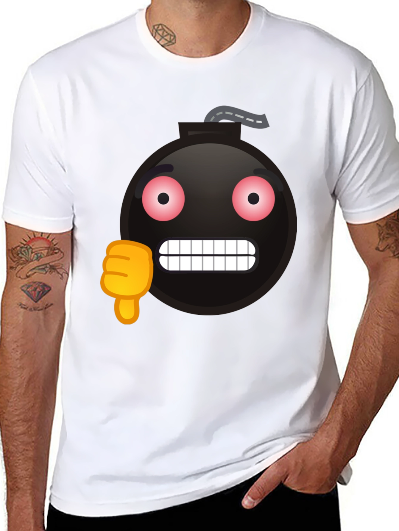 Bomb Emoji Thumbs Down Graphic T-Shirt