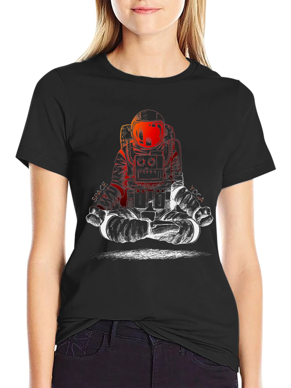 Astronaut Meditation Black T-Shirt